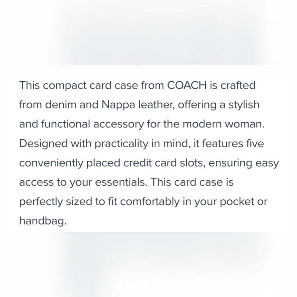 Coach Denim Essential Green Card Case